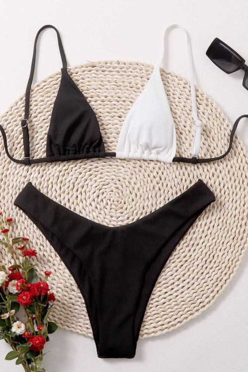 Angelsin Siyah Beyaz Bikini Üstü